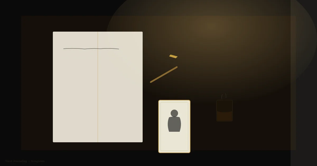 An open journal on a wooden desk, a pen resting beside it, morning light through a window